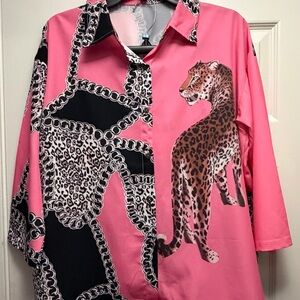 Pink and Black Leopard Print Short Set